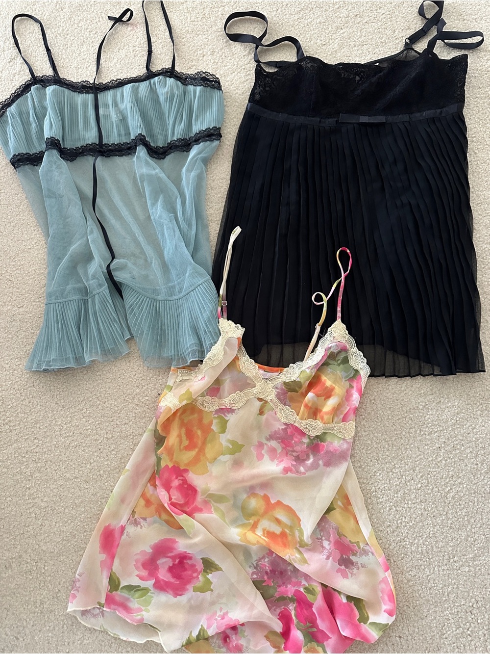 Victoria's Secret Floral Pink & Cream Silk Slip with Lace Trim